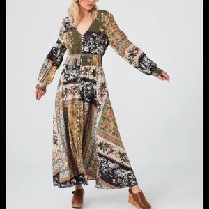 Talisman The Label Boho Floral Patchwork Tapestry Halcyon Maxi Dress